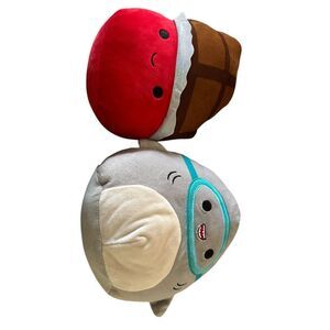 Squishmallows 8" Gordon the Grey Shark Scuba‎ Mask Goggles & Poulton Chocolate